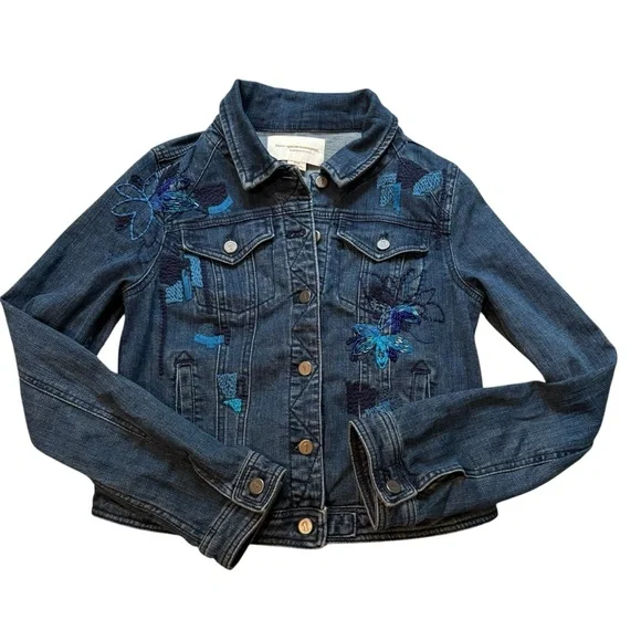 Anthropologie Pilcro Beaded Embroidered Denim Jacket, Sz M - Picture 12 of 14